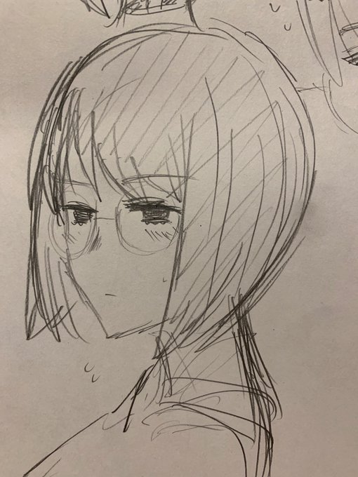 今描いてる同人誌のメガネマゾ同級生、線画段階で微妙にしっくり来ない感じがあったんだけど(2枚目)
原因がわかった。目に意思力がありすぎる。もっとこう…被虐心を煽る目つきになってないといけない。と思って突発的にメモを取った。全部直してみよう… 