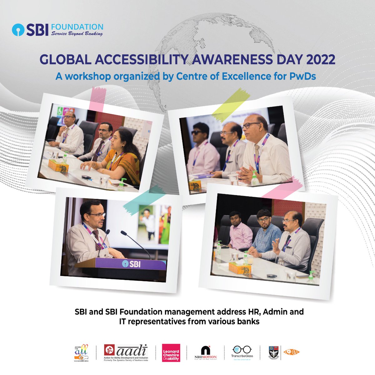 SBI_FOUNDATION's tweet image. We are thankful to our NGOs &amp;amp; representatives from various banks for participating in &apos;Introduction to Assistive Technologies&quot; by our flagship program -Centre of Excellence for PwDs 
bit.ly/3GaJGWP 

#sbifoundation #xrcvc #transcribeglass #neomotionlife #mumbaicheshire