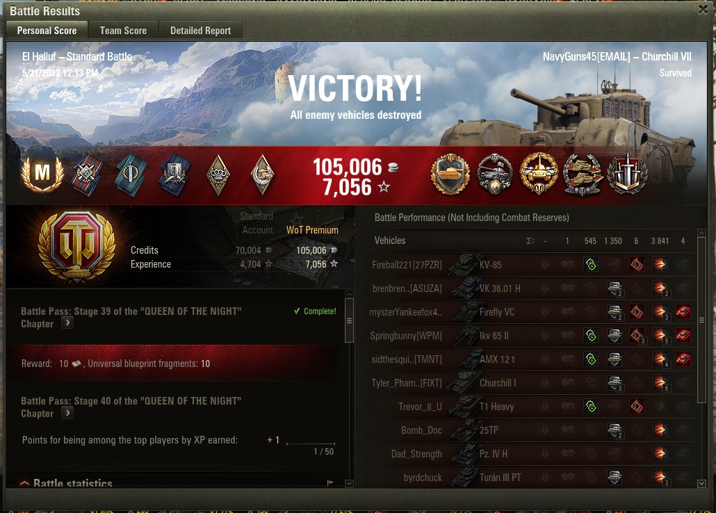NGuns45's tweet photo. @worldoftanks NavyGuns45 - 1,568 base XP in Churchill VII https://t.co/87VKaP10ah