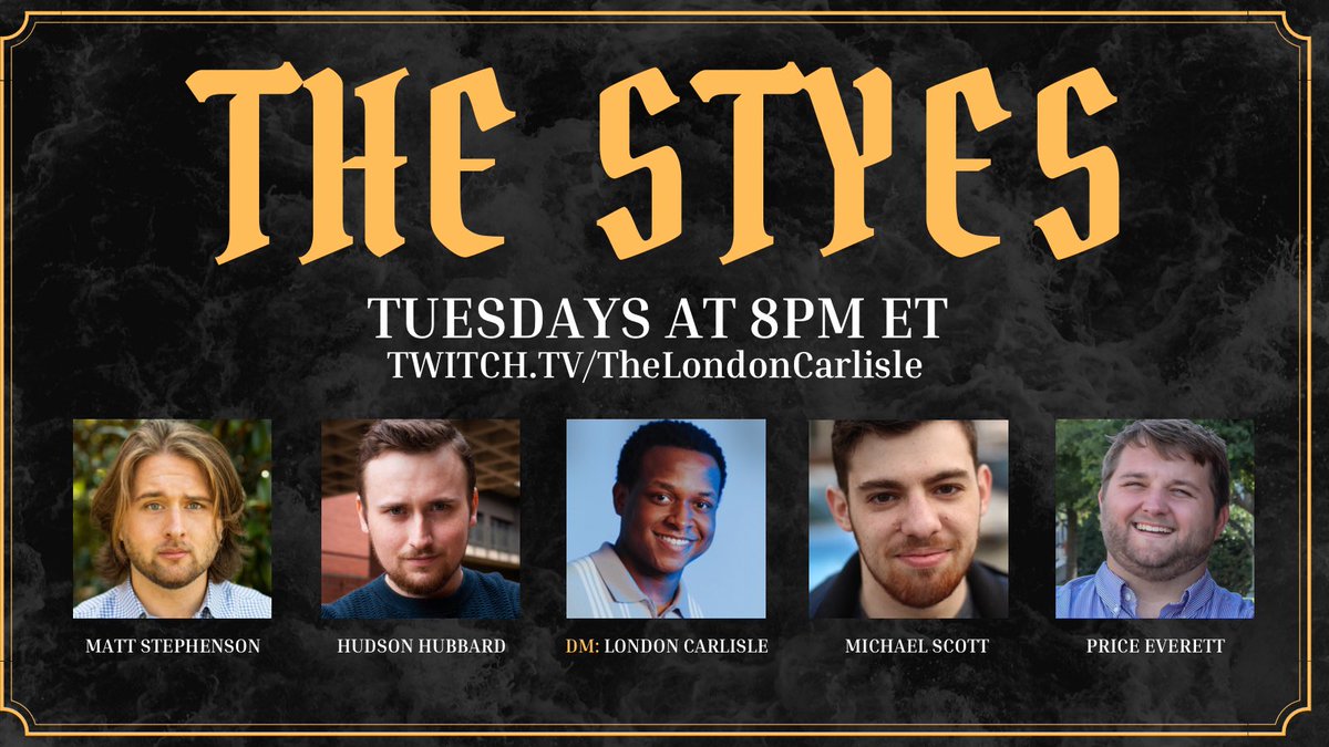LondonCarlisle's tweet photo. Eldritch monstrosities, murderous mysteries, and amphibious enemies abound! Join me as I lead this pirate crew into The Styes from Ghosts of Saltmarsh. 

Set sail with @Mattephson, @Huddy_Hubbs, @PriceEverett, and @michael_bscott_ starting this Tuesday on Twitch. 🏴‍☠️ https://t.co/HHHg0vc8fq