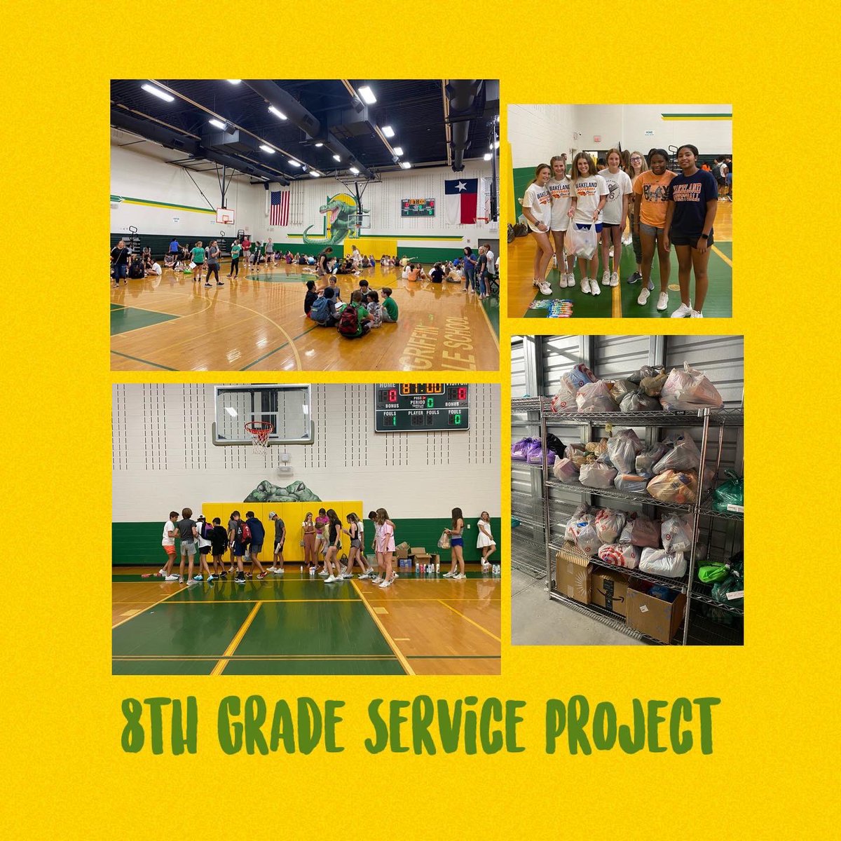 The 2022 Eighth Grade Service Project is complete!! GMS 8th graders packed more than 40 Refresh Frisco packs!! Thank you to the generous 8th grade Gator families for the donations! 💚💛