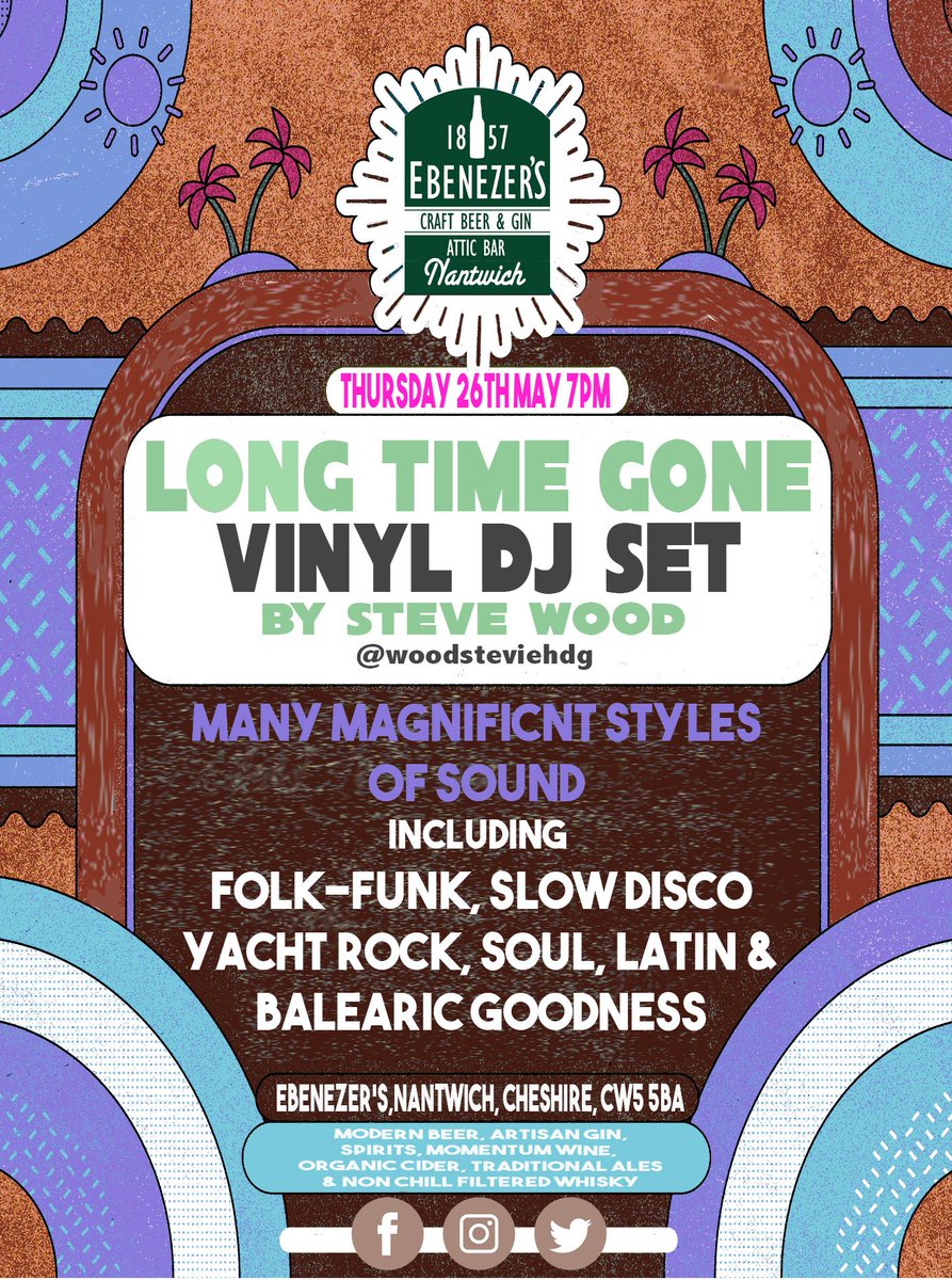 ebenezers1857's tweet photo. Join us for more many magnificent styles of sounds curated for your pleasure with tasty craft beer + more.
โฐ๏ธ LONG TIME GONE โฐ๏ธ
Full Vinyl DJ Set by Steve Wood.
Thursday May 26th 7:30pm
#vinyldjset #Live #livemusic #folkfunk #slowdisco #ebenezerscraftbeerandgin https://t.co/XxpzTJqV2d