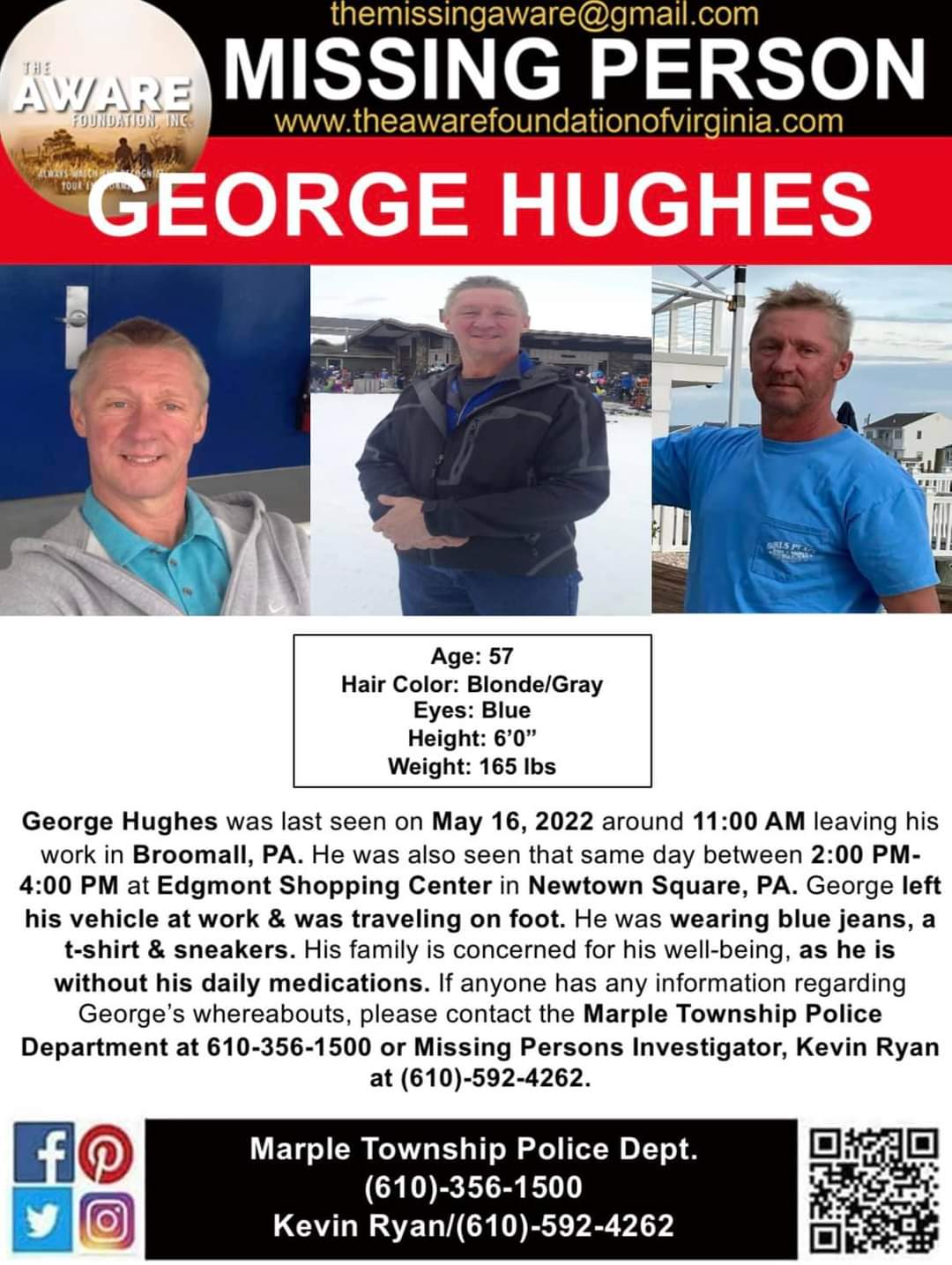 The AWARE Foundation on Twitter "***MISSING*** BROOMALL, PA The Marple