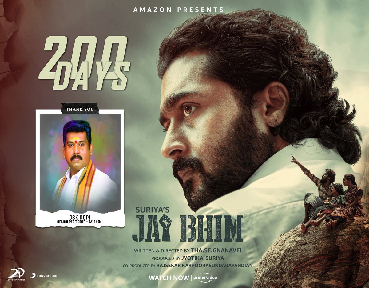 Thank you for online promotions @JSKGopi !

#JaiBhim #200DaysOfJaiBhim 

@Suriya_offl @tjgnan @rajsekarpandian