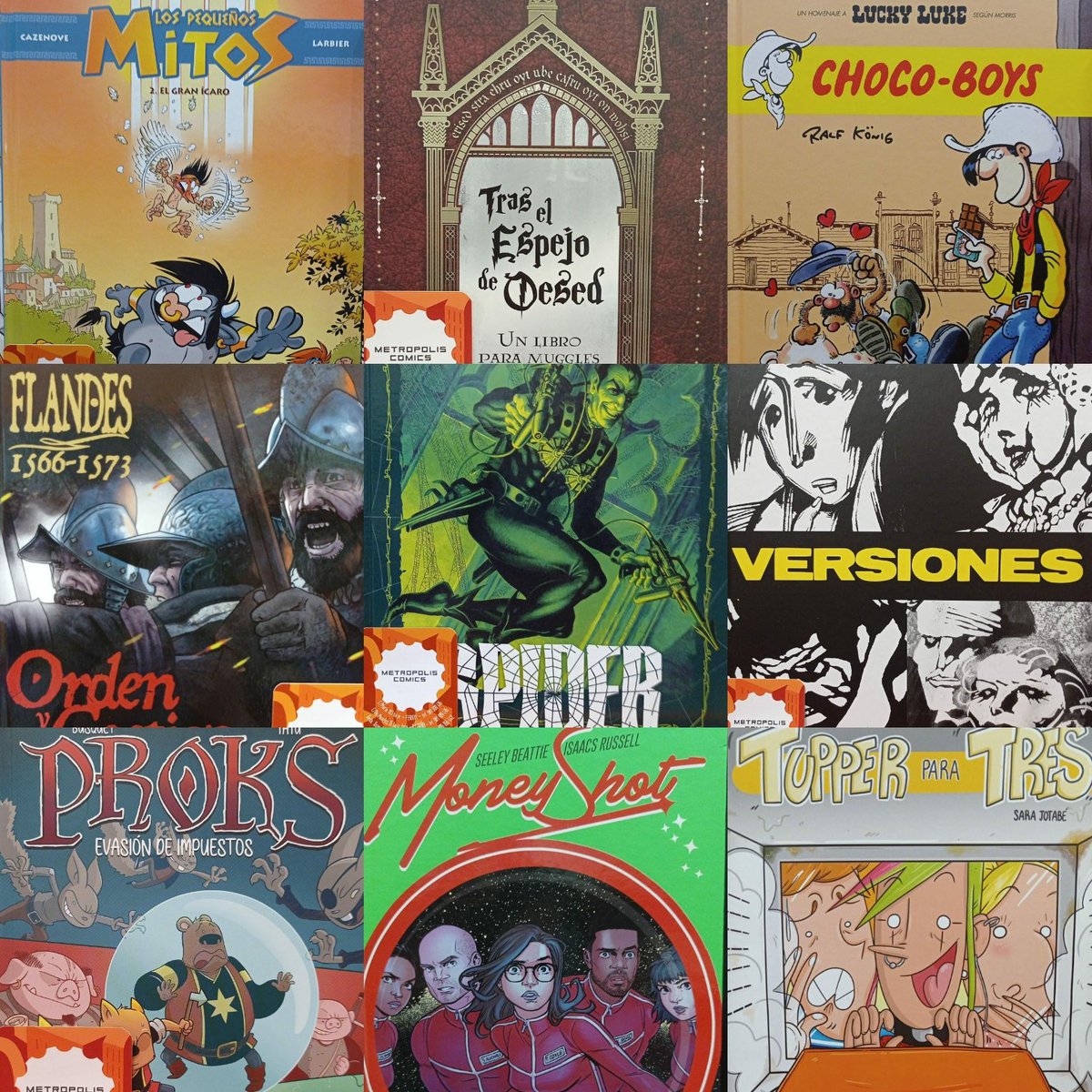 metropol_comics's tweet photo. Más cositas en nuestras estanterías gente, de #comicsusa y #comiceuropeo. Empezamos por #Flandes, un #comic de corte #historico, el mítico #LuckyLuke en #ChocoBoy, #Proks "evasión de impuestos" y su alocada fantasía burocrática, #MoneyShot la distopía futurista donde el porno ⬇️ https://t.co/fXopFIPc4H
