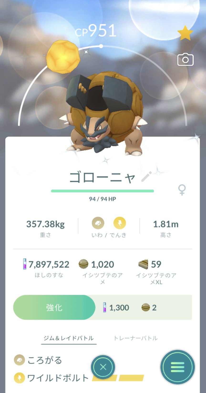 びーどる ゴローニャ アローラ 色違い おっさんみたいな見た目だけど乙女 調べたらヒゲじゃなくて砂鉄らしい 個体値はpvp向け ポケモンgo コミュニティデイ イシツブテ T Co Nidi4sz5ai Twitter