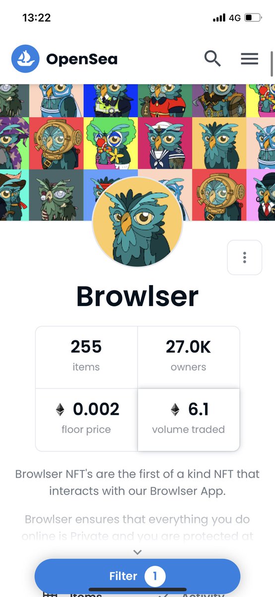 We already have over 27,000 owners of our NFTs in the first two weeks of launch. Let’s get to 30,000 🦉💛 <a href="/opensea/">OpenSea</a> Download Browlser today: browlser.com/download