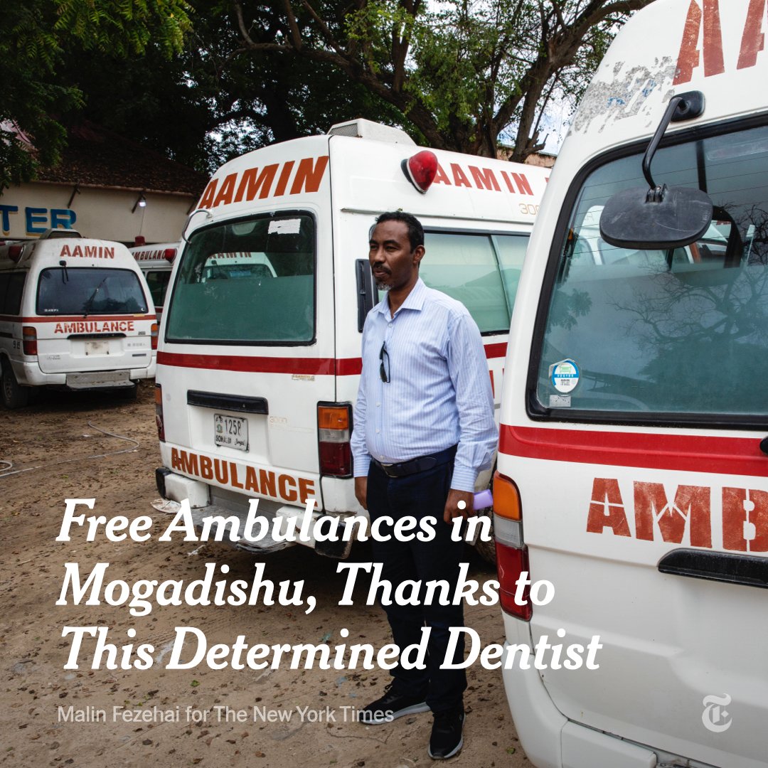 The New York Times (@nytimes) on Twitter photo Dr. Abdulkadir Abdirahman Adan was dismayed that victims of violence in Somalia’s capital were rolled to hospitals on wooden carts and in wheelbarrows. So he began first and only free ambulance service operating in the city of over three million people. nyti.ms/3G5ukmp Dr. Abdulkadir Abdirahman Adan was dismayed that victims of violence in Somalia’s capital were rolled to hospitals on wooden carts and in wheelbarrows. So he began first and only free ambulance service operating in the city of over three million people. nyti.ms/3G5ukmp