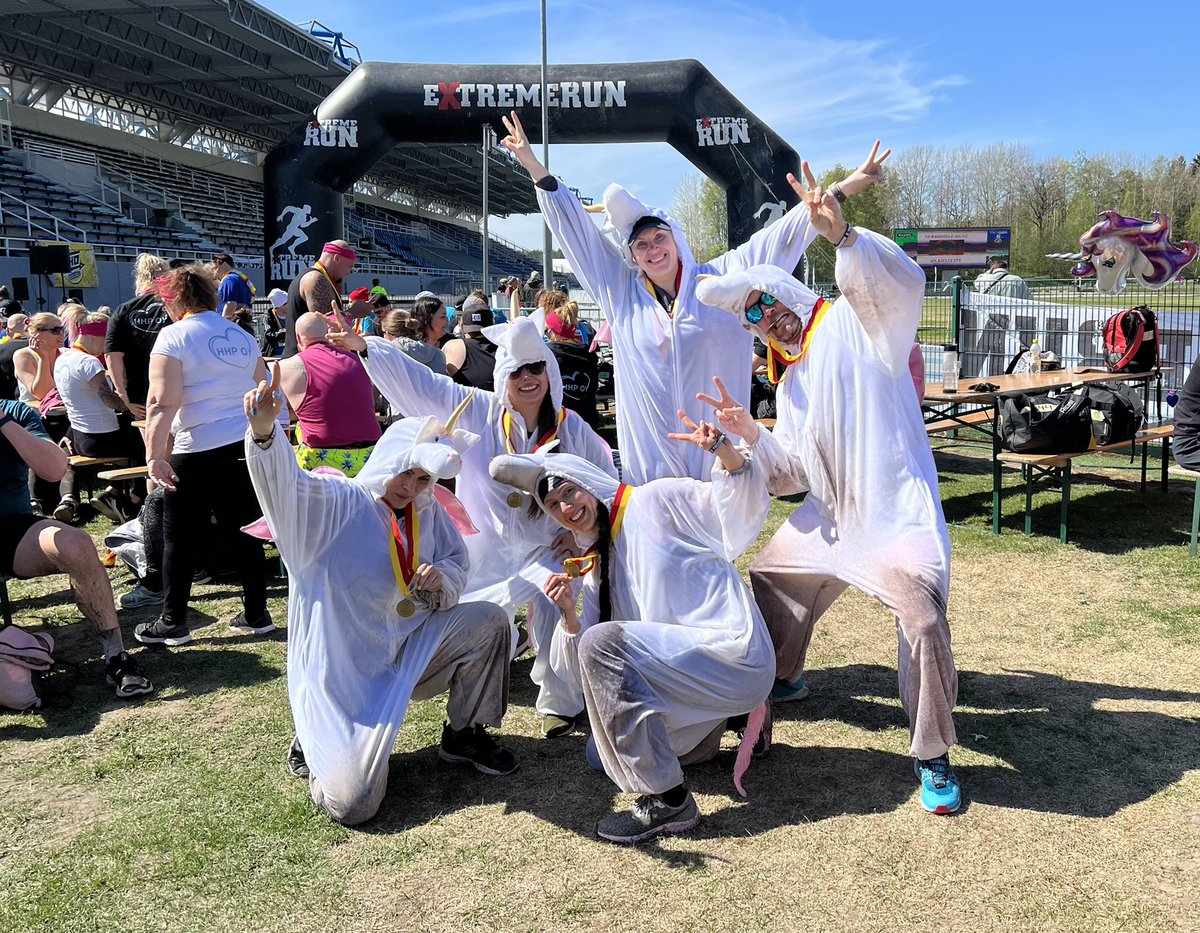 StariaGroup's tweet photo. 🦄 Today Staria’s unicorns took up the different challenges at #ExtremeRun event in Espoo.

On the track, our unicorns got to run, climb, jump, swim and have fun together. Warm thank you to the event organizers for a great day 💪🏻 

#TeamUnicorn #TeamStaria https://t.co/TZ7a5hJa4O