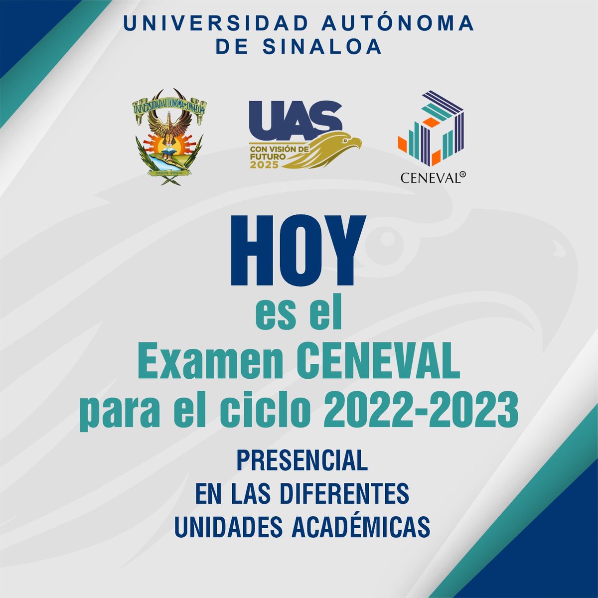 uasoficialmx's tweet photo. La #UAS está lista para aplicar el examen de admisión del CENEVAL https://t.co/0dd61VSyZL