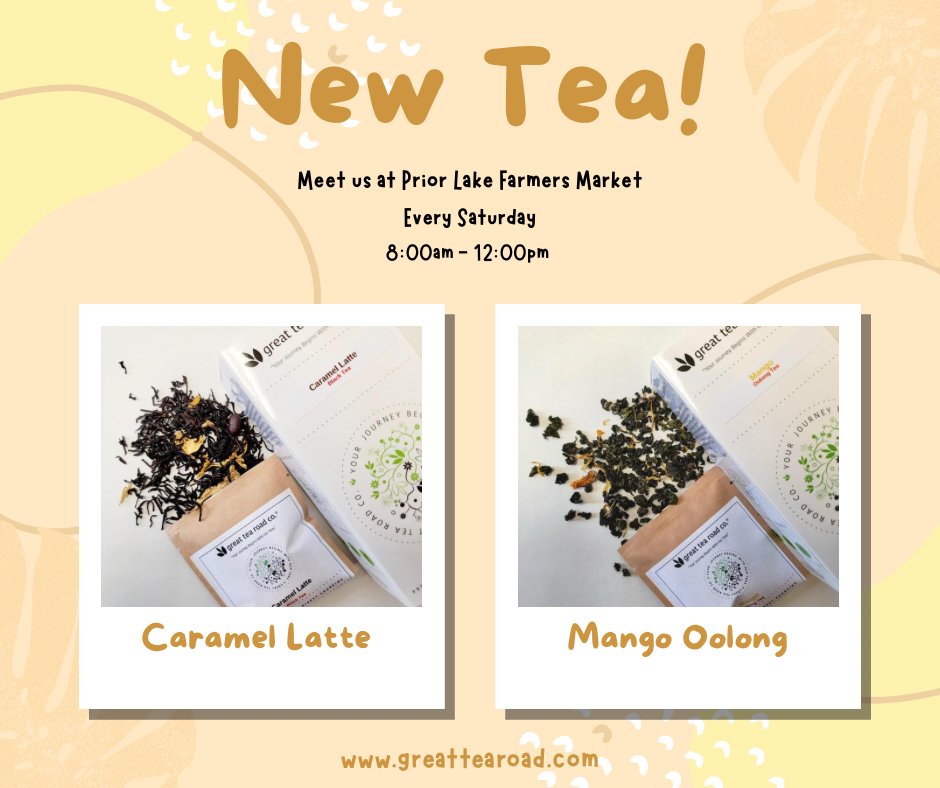 Greattearoad's tweet photo. Meet us at Prior Lake Farmers Market
Every Saturday
8:00am - 12:00pm

#CaramelLatte #MangoOolong
#blacktea #oolongtea #greattearoad #organictea https://t.co/JNcLvWbvnX