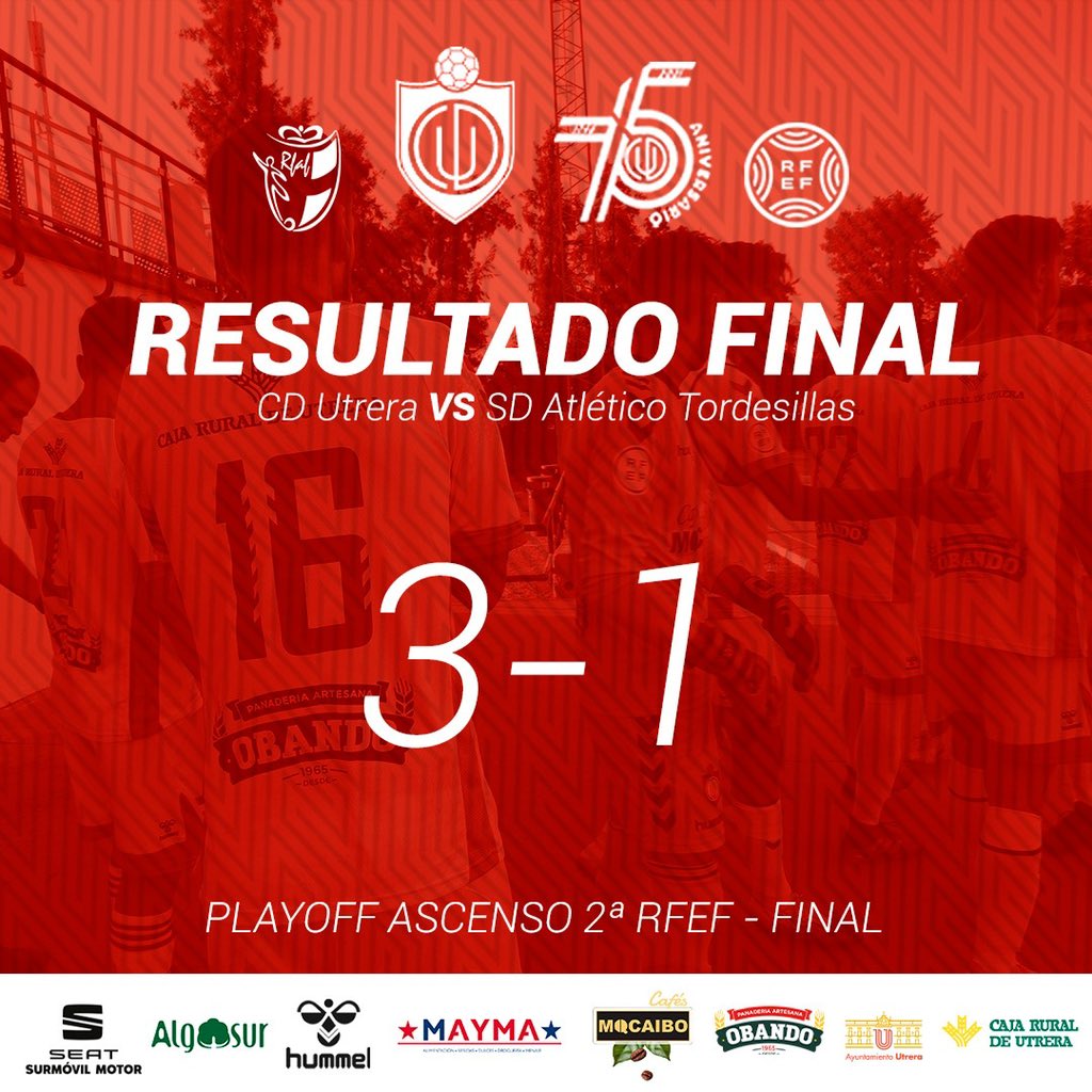 UTRERACD's tweet photo. 120’ | 3-1 | No nos lo podemos creer, después de tanto luchado…

𝙎𝙊𝙈𝙊𝙎 𝘿𝙀 2ª 𝙍𝙁𝙀𝙁

#CDUtreraAtcoTordesillas
#75RazonesParaSoñar | #SeamosUno https://t.co/EhYrpjAr2r