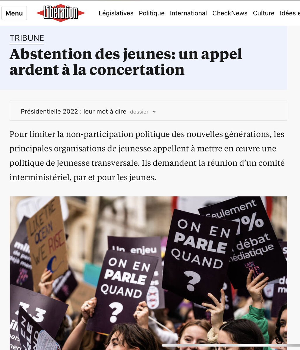 ➡️ Nous signons ✍️ avec 22 autres organisations de jeunesse et d’éducation populaire pour appeler le nouveau gouvernement à une politique de jeunesse transversale. ✊

liberation.fr/idees-et-debat…