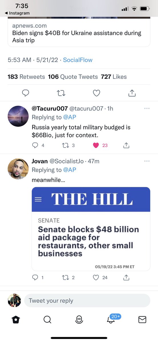 BarbaraJmusic's tweet photo. Biden sends $40bil to Ukraine (cuz Putin’s invasion decimated the virus production labs) while the senate continues strangling US small businesses. No such thing as coincidence folks! Its a coordinated deconstruction of Ur freedoms. But u fools keep fiddling &amp; Rome burns. https://t.co/D4Uumz1utT