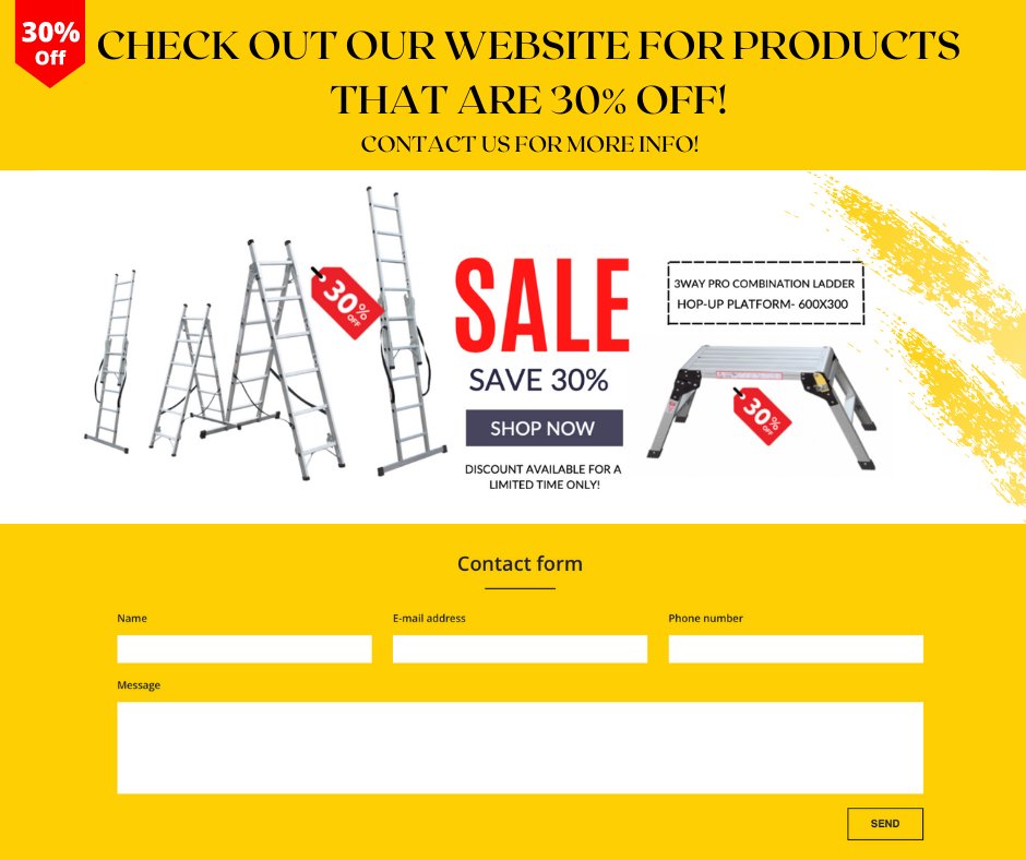 Don't forget that we currently have products on sale! Up to 30% off! Available for a limited time only so hurry up and shop! 🤩

Contact us if you have any questions that need answering! 🤗

Check out our website: drabestuk.com

#drabestuk #ladders #sale #contactform