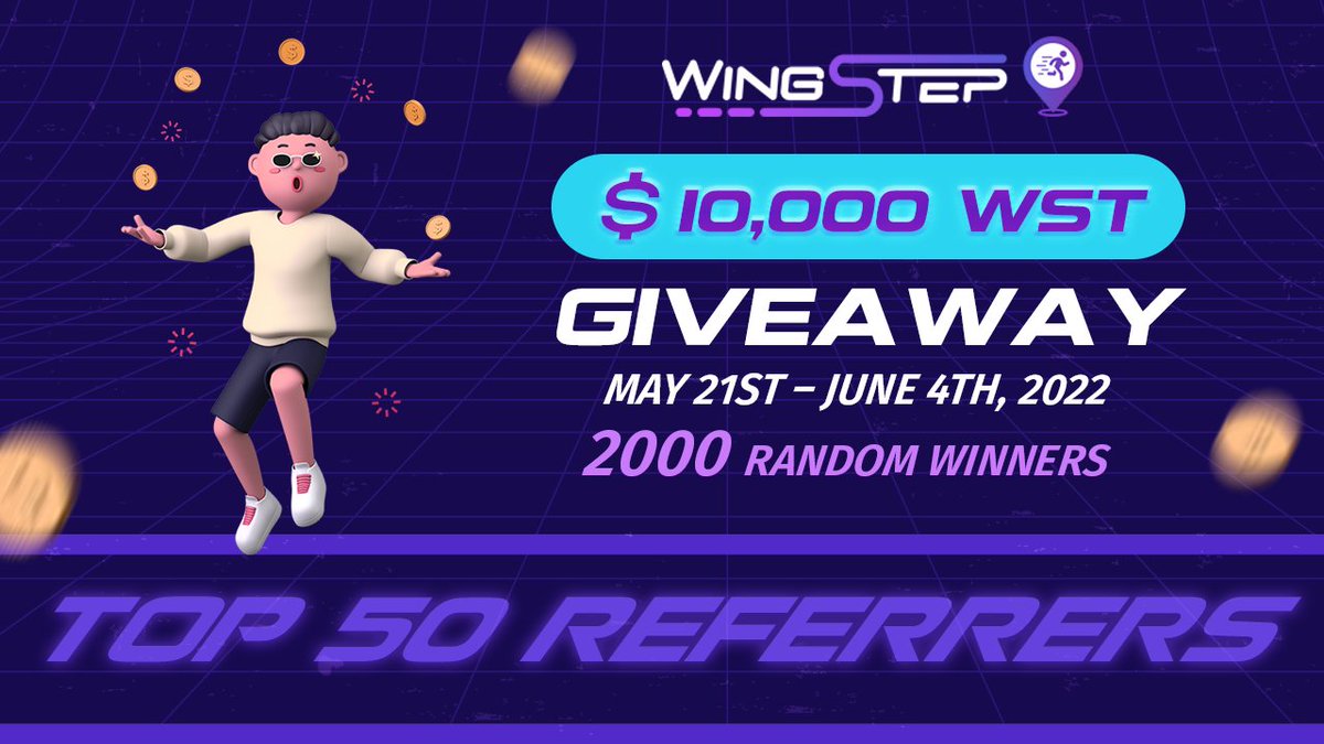 🚀 Airdrop: WingStep
💰 Value: 450 $WST
👥 Referral: 4,000 $WST
📅 End Date: 4th June, 2022
🏦 Distribution Date: 30 days after listing

Talk with the Telegram Bot
t.me/WingStepAirdro…

#Airdrop #Crypto #Airdrops #giveaway