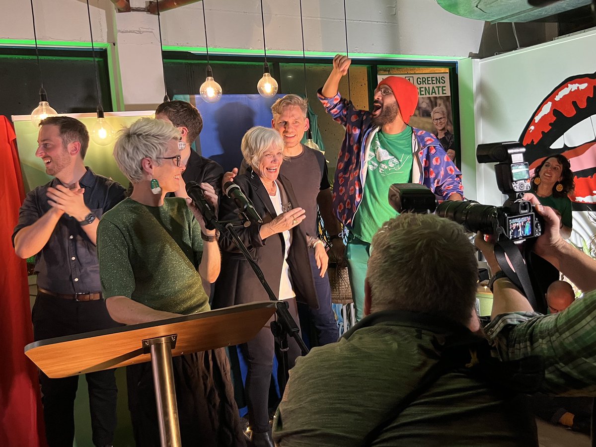EWatsonBrown's tweet photo. What can I say? Thank you so much to everyone who turned Ryan Green. This was the moment the @abcnews called Ryan for the @Greens, but it’s just the beginning. I’m so proud of the campaign and everything we stood for. 💚 https://t.co/8z0CROCBvH