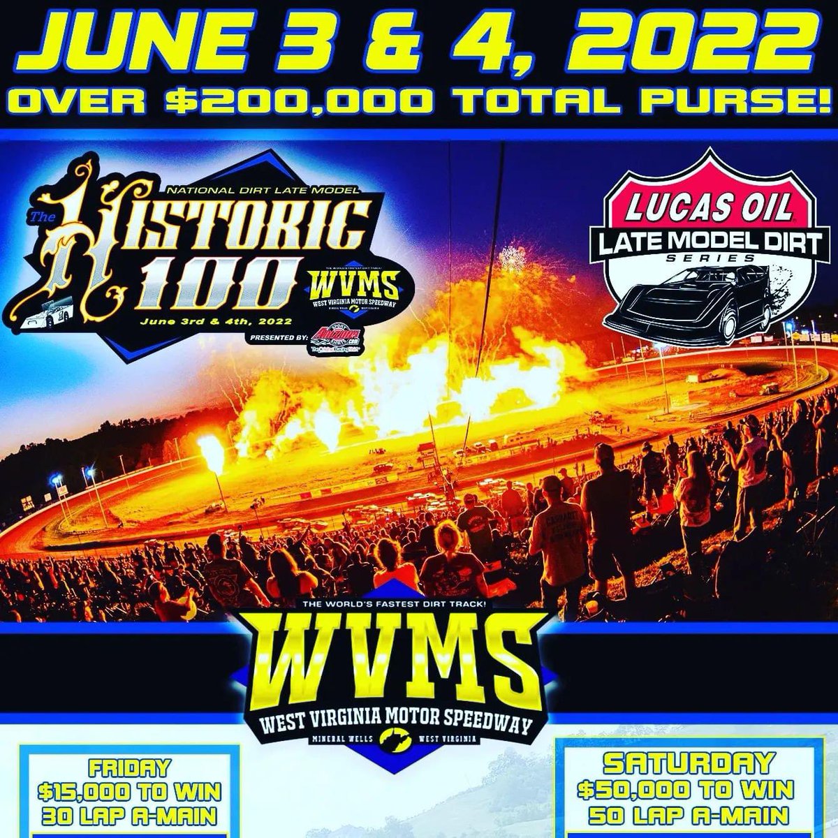 VisitWVMS's tweet photo. The BIGGEST event of the year is almost here. Don't miss the Jan Dils Attorneys at Law "Historic 100" presented by Arizona Sport Shirts on Friday and Saturday June 3rd and 4th! 

Tickets On Sale NOW! For info visit https://t.co/LbYj8cuK14 👈 https://t.co/7R7MELDUPl