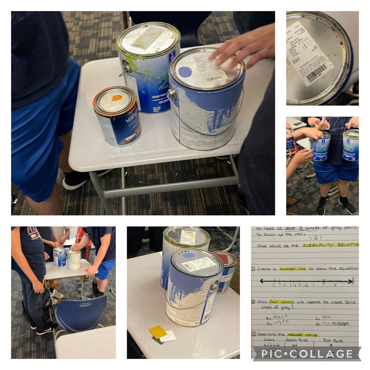 Students had fun using their math skills to help determine the amount of paint needed to repaint part of a classroom. They also figured out the ratios of various colors to create the "perfect gray"!