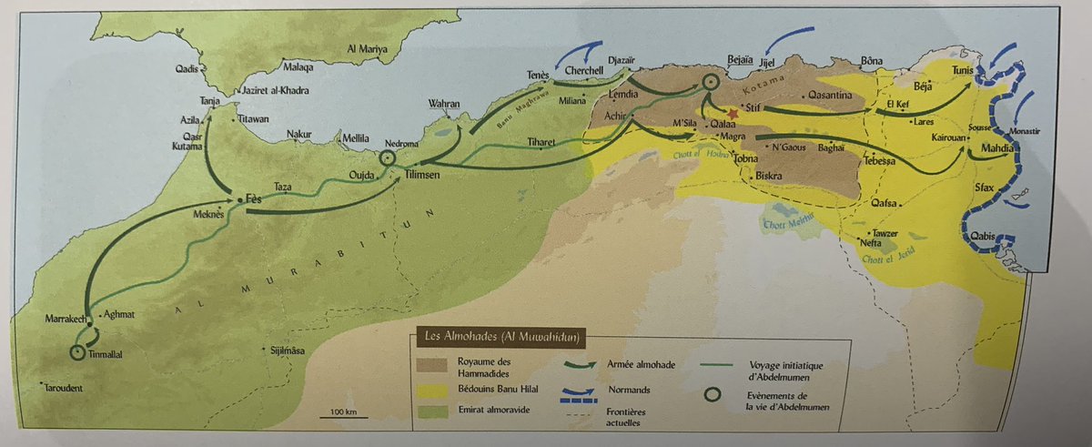 AlMutazAlMudari's tweet photo. En jaune les territoires sous contrôle des Banū Hilāl et indépendants des empires régionaux à l’époque des Almohades puis à l’époque des Banū Ghāniyah (héritiers des Almoravides) https://t.co/9onriAFFh0