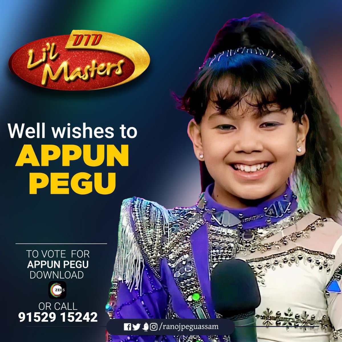 ranojpeguassam's tweet photo. Our very own #AppunPegu is contesting in #DanceIndiaDance. Let’s vote for her and make her victorious! My best wishes to her and her family. https://t.co/mwSdc9I8F7