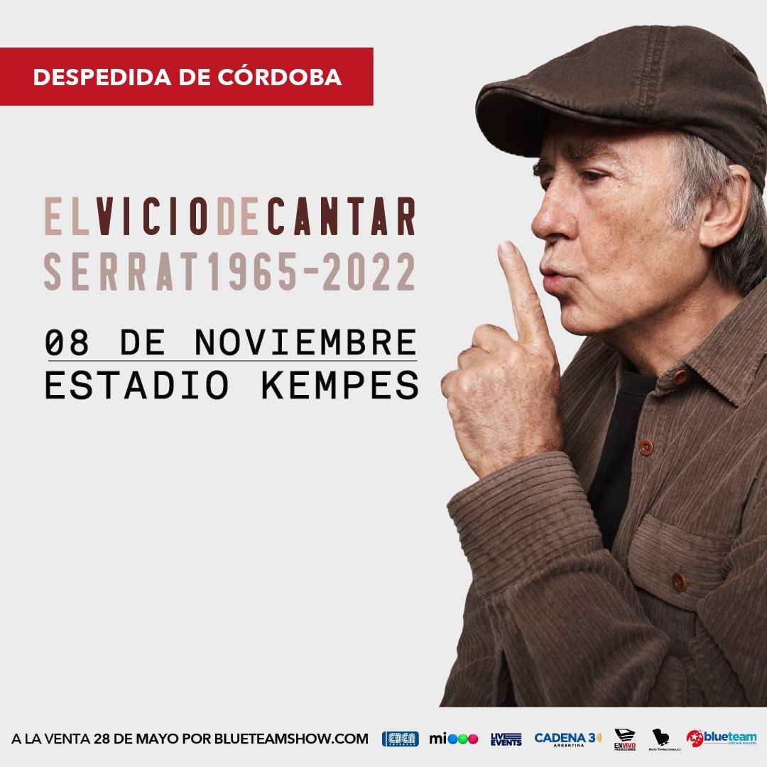 Viene serrat a cordoba , mario kempes. Sobre la tribuna cubierta , unica funcion para cordoba 8 de nov , anticipadas desde 28 de mayo 12 pm blueteamshow.com