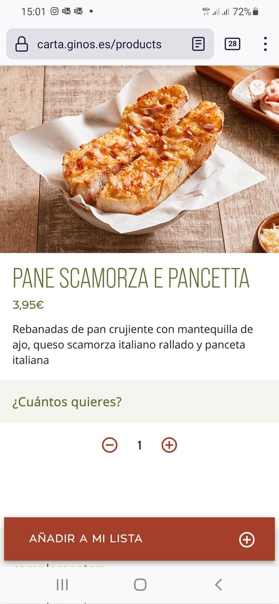 DanielMorenito's tweet photo. @GinosRistorante el pane con scamorza es pan manchado con un poco de queso y tres trozos ridículos de bacon. ¡Igualito que en la foto! Vaya timo https://t.co/IRZ93CkJut