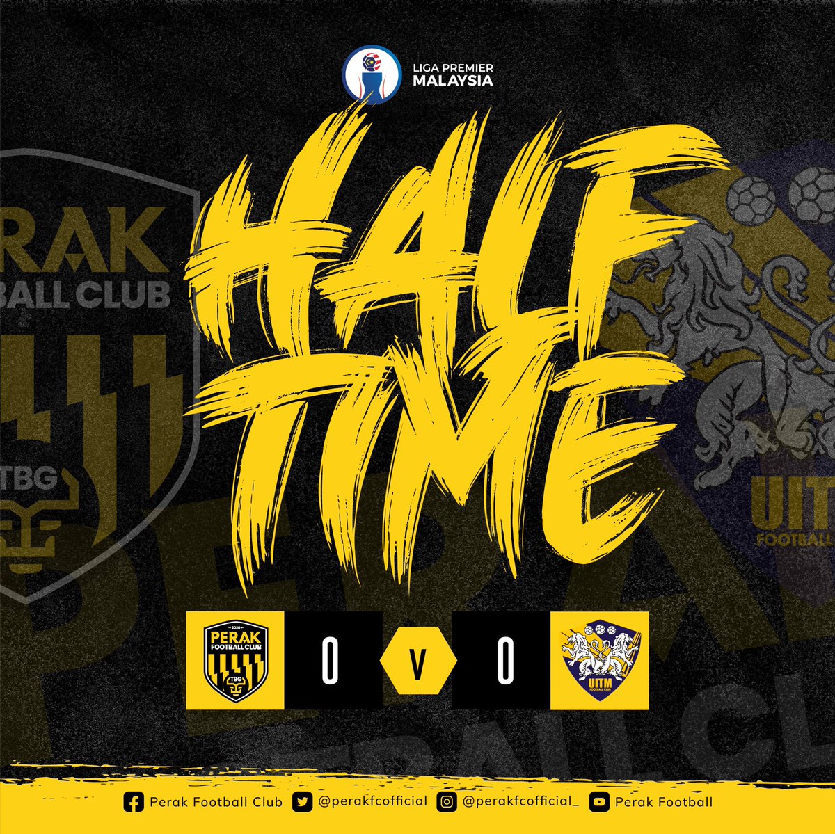perakfcofficial's tweet photo. Tamat separuh masa pertama Liga Premier Malaysia 2022

PERAK FC 0-0 Uitm FC  

⚪️🟡⚫️

#PerakFC
#XOXMalaysia 
#LigaPremierMalaysia2022 
#PRKUITM 
#KejorYobKejor
#SkorYobSkor
#BangkitSemula https://t.co/x54X035YW1