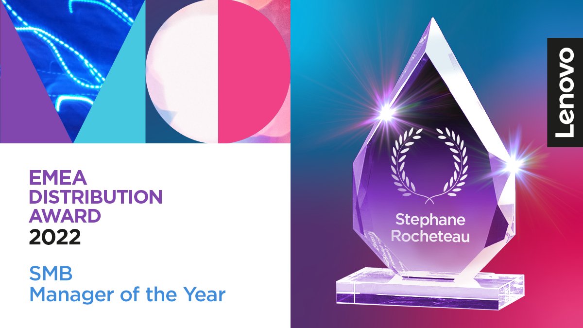 LenovoPartner's tweet photo. Lenovo ISG would like to congratulate Stephane Rochteau on winning our EMEA SMB Manager of the Year Award!
Our quarter on quarter results would not be possible without our valued partners support & partnership. Thank you all.
#ChannelFirst #DistributionAwards #LenovoISGEMEA https://t.co/dqNxpcOg7j