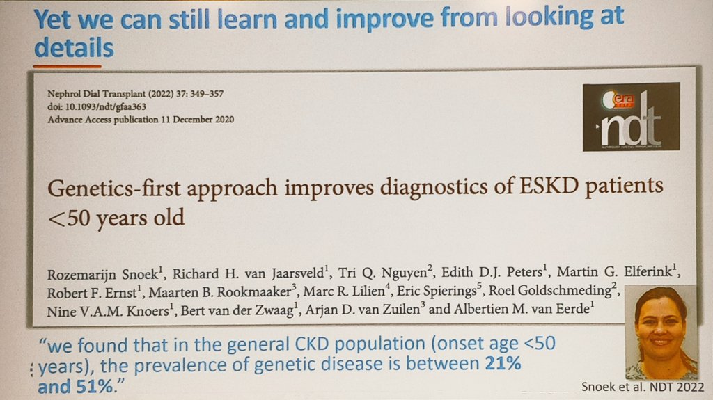 ERAkidney's tweet image. In the general #CKD population the prevalence of genetic disease is between 21% and 51% 😲
#GENera22 #ERA22
