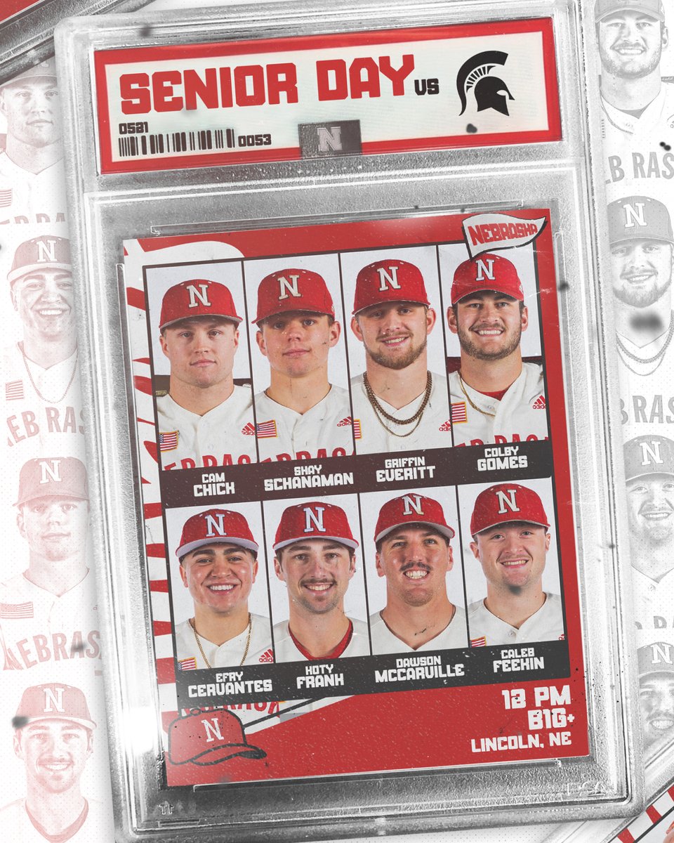 𝗦𝗲𝗻𝗶𝗼𝗿 𝗦𝗮𝘁𝘂𝗿𝗱𝗮𝘆

🆚 Michigan State
⌚️ 12pm CT
📍 Hawks Field
📻 <a href="/HuskersRadio/">Huskers Radio Network</a>
📺 B1G+
 🗞 go.unl.edu/2s0hy