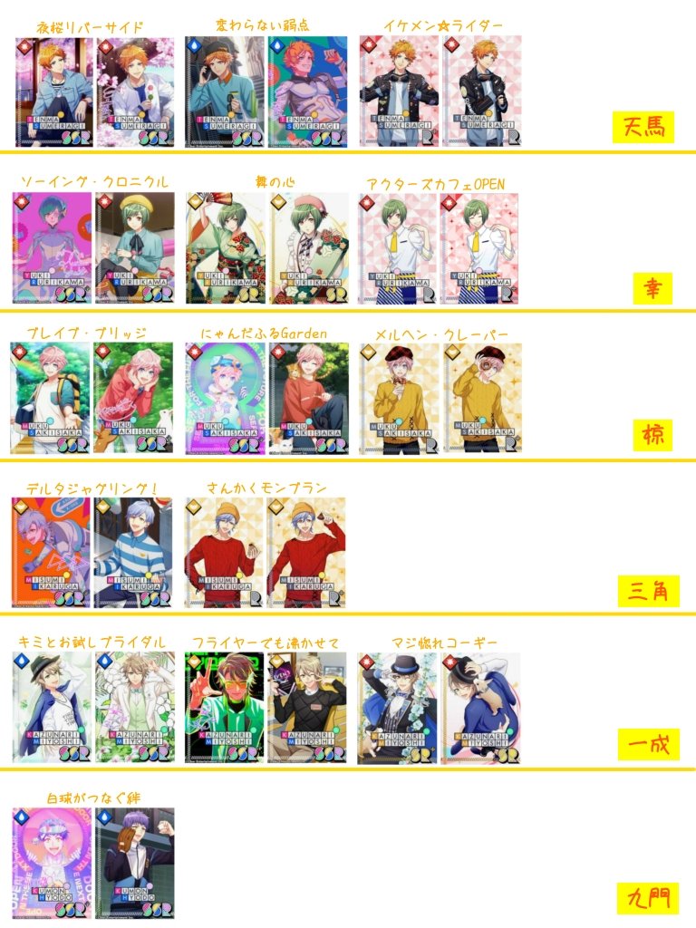 A3!恒常追加カード一覧作った！参考にどうぞ！ ⚠️これにプラスLast