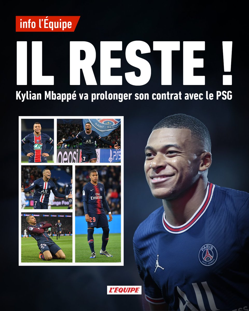 Courtisé par le Real Madrid, Kylian Mbappé a accepté l'offre de prolongation du Paris Saint-Germain. Ne manque plus que la signature. ow.ly/2lXI50JeK8e