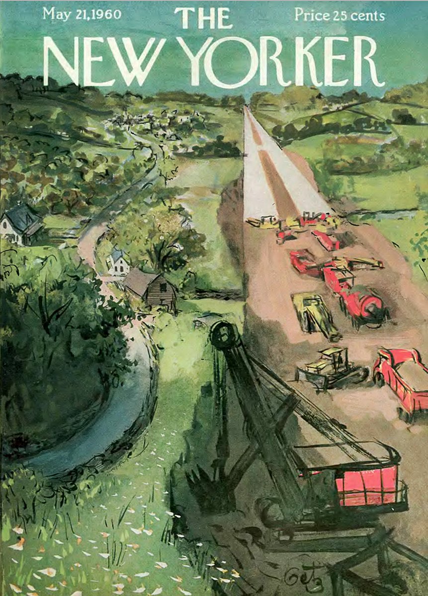 LRonLacy's tweet photo. #OTD in 1960
The new Thruway coming thru
Cover of The New Yorker, May 21 1960
Arthur Getz
#TheNewYorker #ArthurGetz #InterstateHighway #Thruway #landscape https://t.co/K5gsZINFw6