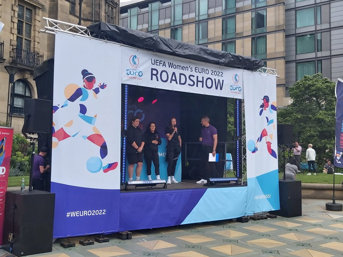 SHCFAReferee's tweet photo. Some of our @SHCFA Female Referees at the @UEFAWomensEURO 2022 Roadshow here at Sheffield! #sheffieldreferees #sheffieldfa #refereedevelopment https://t.co/qucwTch74l