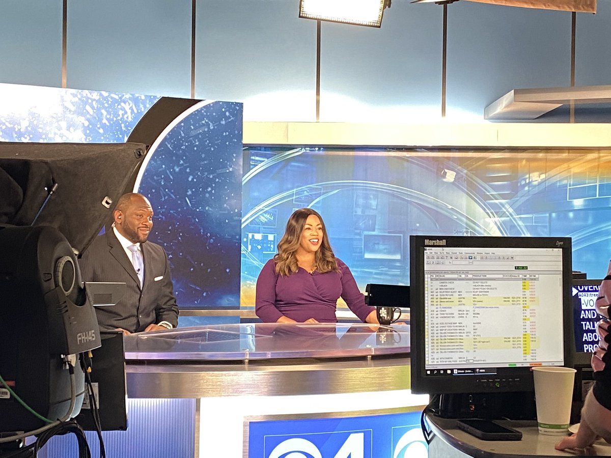 kstrain2's tweet photo. @Mekialaya always does a great job by herself on weekend mornings but always nice to have company on a #FirstAlert weather day. @justinadamsTV https://t.co/vhy1kEu79b
