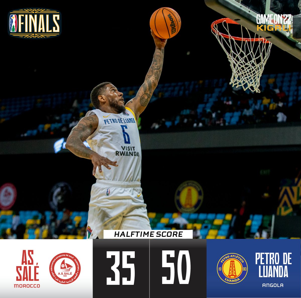 theBAL's tweet photo. The Angolans are up 15 at the half! #BALFINALS #GAMEON22 https://t.co/omeyDZ1iKz