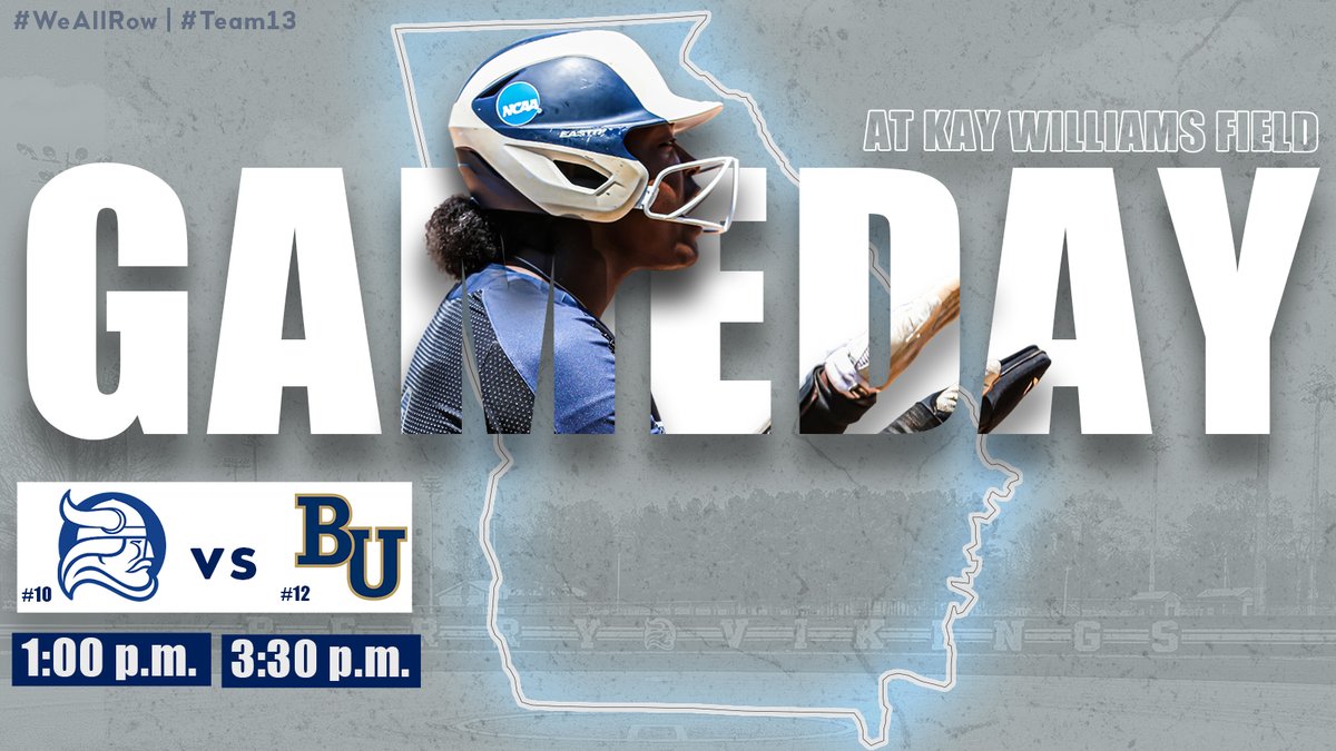 It's a great day to make history. 
<a href="/BerrySoftball/">Berry Softball</a> 
🆚 <a href="/BethelRoyals/">Bethel Royals</a> 
⏰ Game two: 1 p.m. Game three: 3:30 p.m. 
📍 Kay Williams Field 
📊berryvikings.com/sidearmstats/s…
📺berryvikings.com/watch/?Live=26…
#WeAllRow