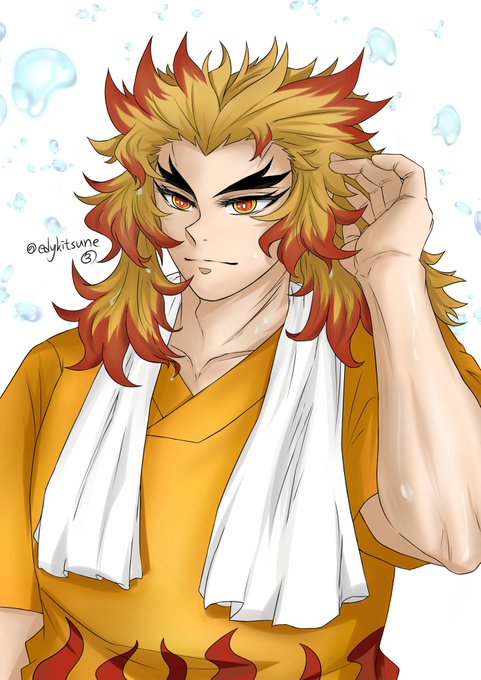 エディさんがTwitterに投稿した煉獄杏寿郎(鬼滅の刃)のイラスト。