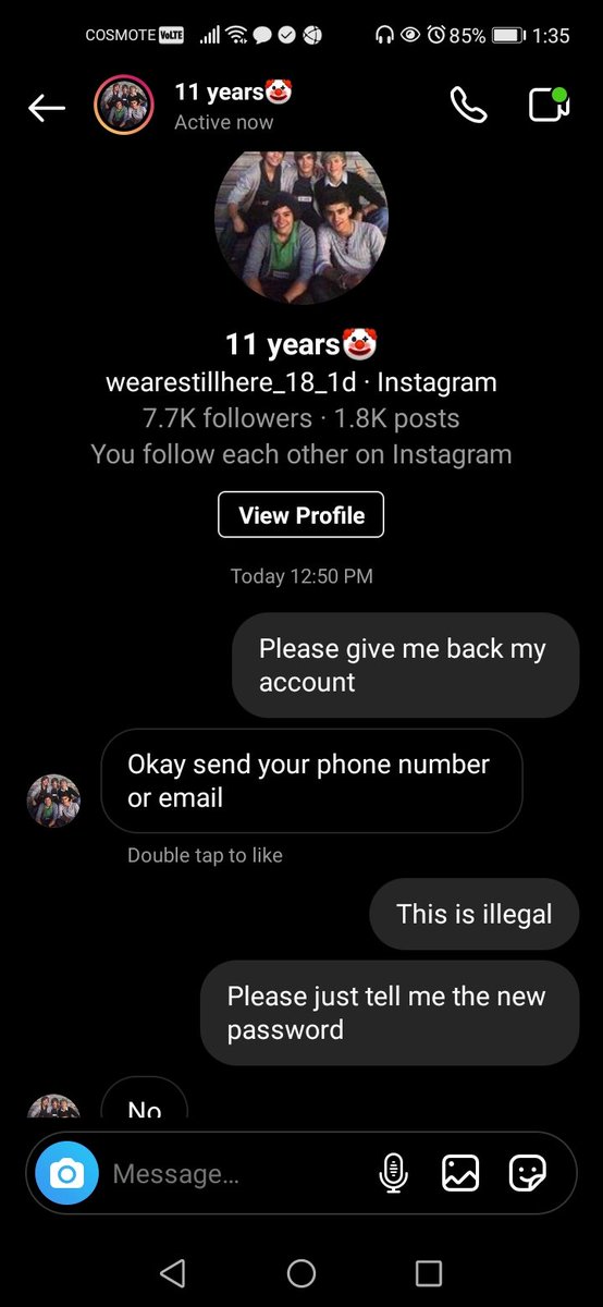 DirectionerFRV9's tweet photo. Dear @instagram a hacker broke into my Ig account wearestillhere_18_1d  and I lost complete access. The perpetrator changed my password email address and phone number linked to the it.They asked me to send them money or my email adress &amp; phone number in exchange. Please delete it https://t.co/kkyOVF9TN9
