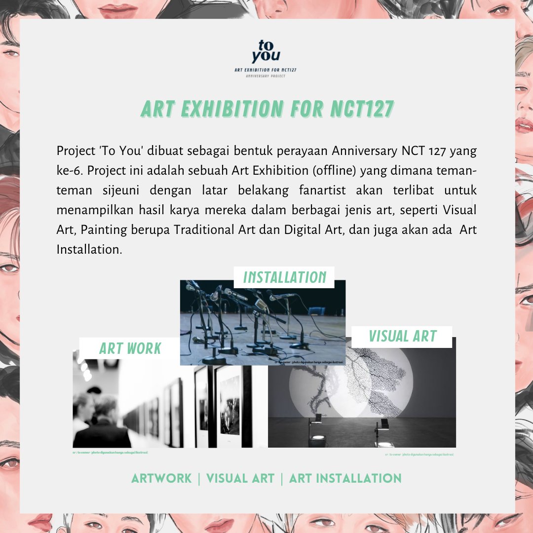 project_2you's tweet photo. 𝐏𝐫𝐨𝐣𝐞𝐜𝐭 𝐂𝐨𝐧𝐜𝐞𝐩𝐭 (1/2)✨
-
Art Exhibition For NCT 127
'𝙩𝙤 𝙮𝙤𝙪'

 🎫 Presale Ticket  : https://t.co/ipeAUT1Lyd
📍 D’Gallerie, Jakarta

#ProjectNCT127 
#Project2you https://t.co/YEkG3eDeod