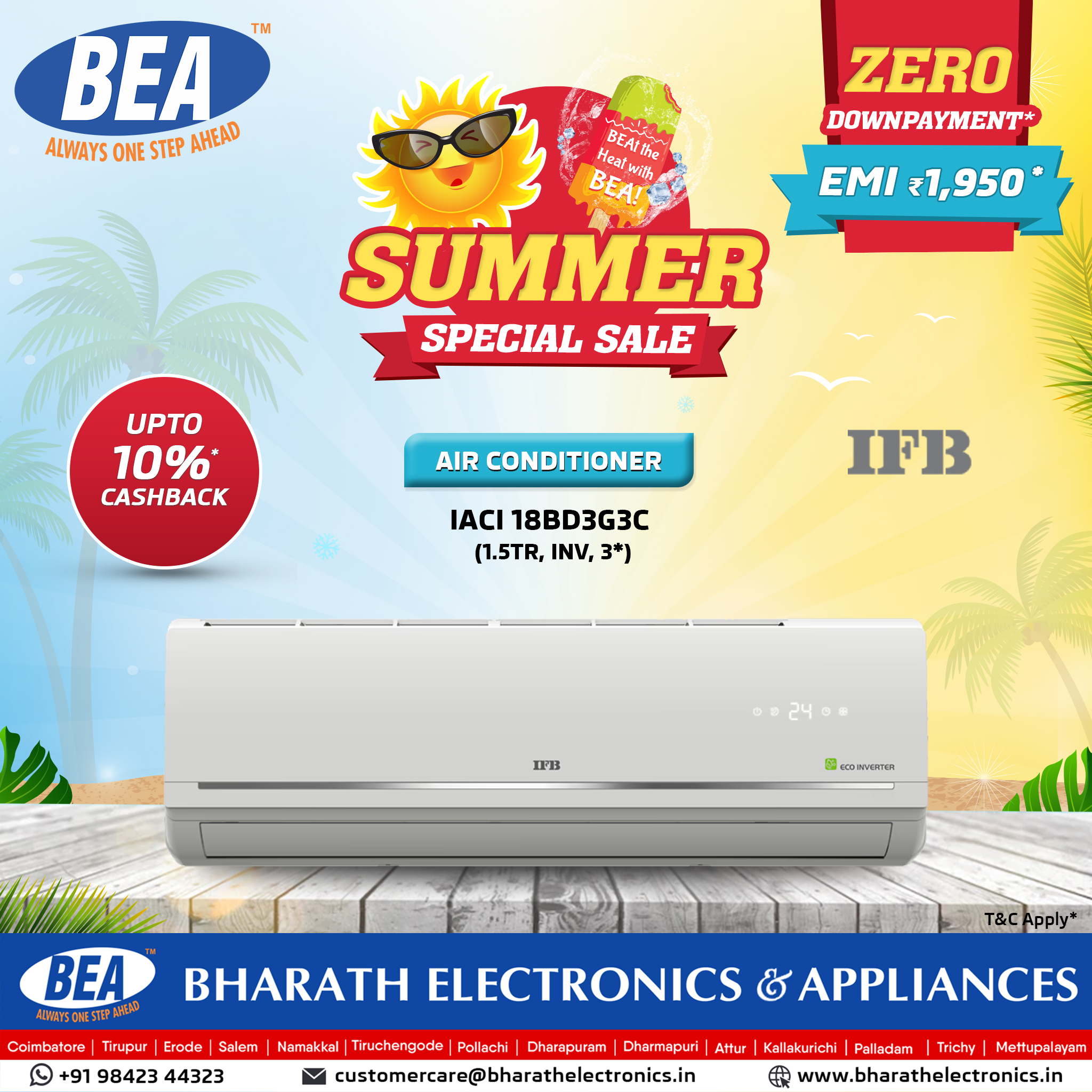 Bharath Electronics u0026 Appliances on X: Enjoy the cold wave instead of the  heat! Bring home IFB 1.5 TR Air Conditioner to escape the heat outside and  enjoy efficient cooling with a