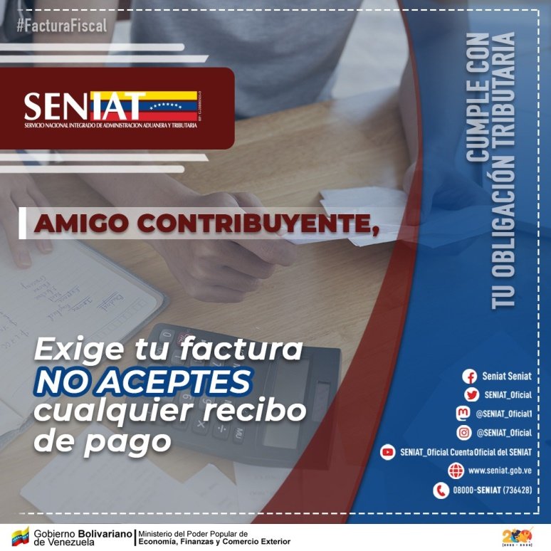 SENIAT_Oficial's tweet photo. Los restaurantes, panaderías, cafés y similares, entre otros, están obligados a emitir facturas a través de máquinas fiscales.
#SENIATCompromisoPatriota https://t.co/Bdkrd9tRLn