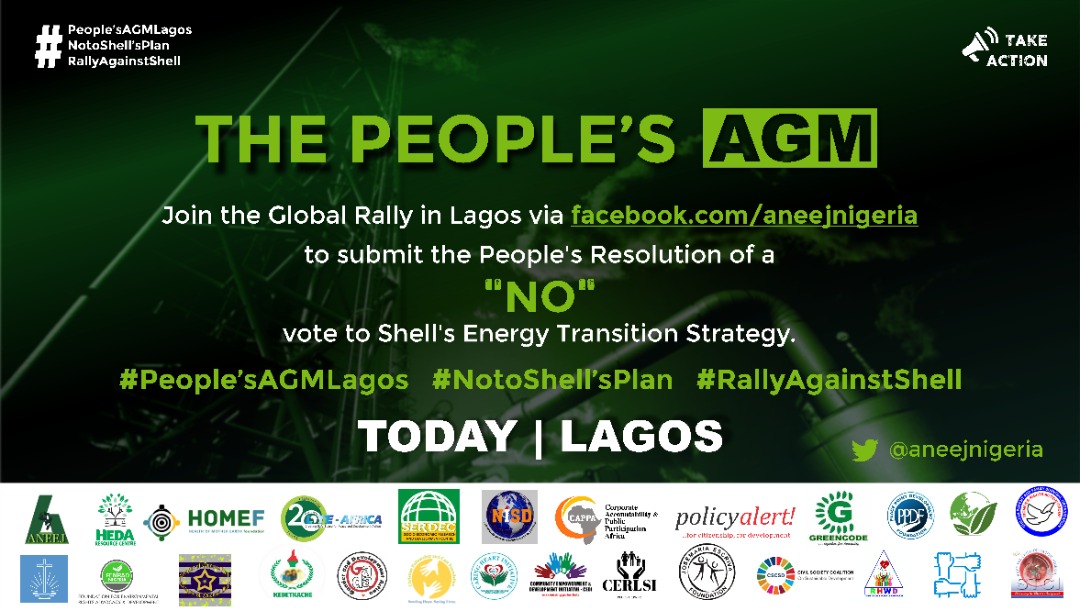 aneejnigeria's tweet photo. #NOToShellsPlan #PeoplesAGMLagos Join the Global Rally in Lagos via https://t.co/F42iHQ2noH and https://t.co/MO8BKRjLmQ to submit the People's Resolution of a "NO" vote to @Shell Energy Transition Strategy as her Annual General Meeting (AGM) comes up on May 24, 2022. @Ugolor https://t.co/fz2fxiIKqh