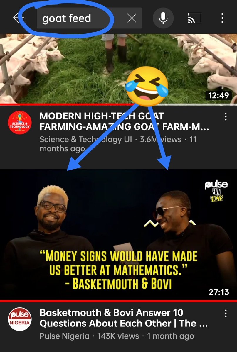 Victor_Essien1's tweet photo. I was searching for videos on YouTube about "goat feed" when YouTube rightly suggested this video.
Meet the two real goats or abi G.O.A.T

Go and verify
#GOAT𓃵 https://t.co/KKOWX2u8uc
