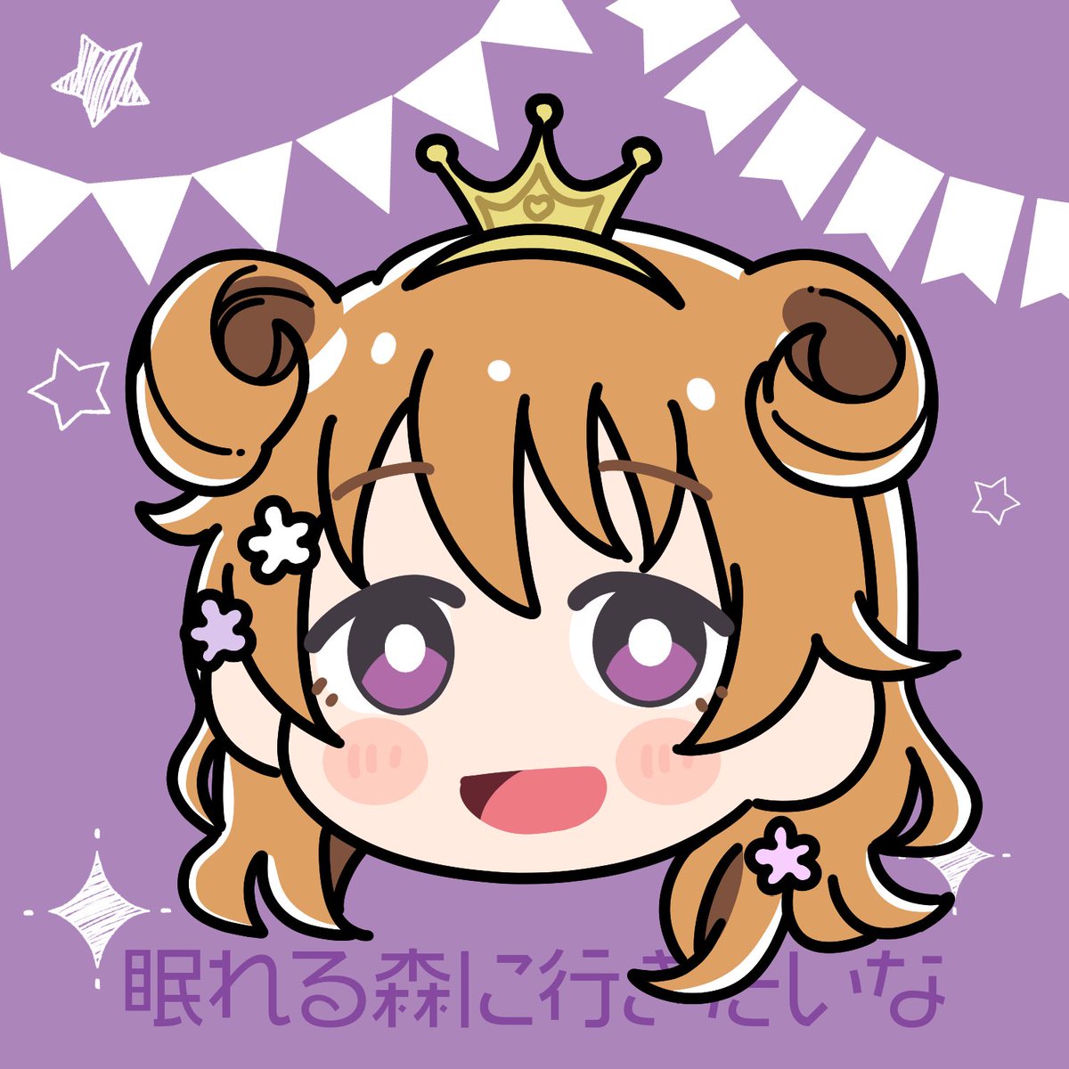 1girl crown hair bun double bun purple eyes solo purple background  illustration images