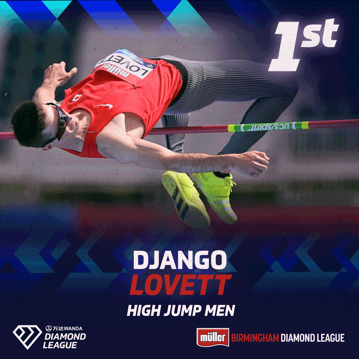 Birmingham_DL's tweet photo. Beating the Olympic champion, @D_Lovett claims the #DiamondLeague High Jump with a 2.28 🙌 

Live #MullerBhamDL results ➡️ https://t.co/ppl3D5oJpS https://t.co/HD9HLL673e