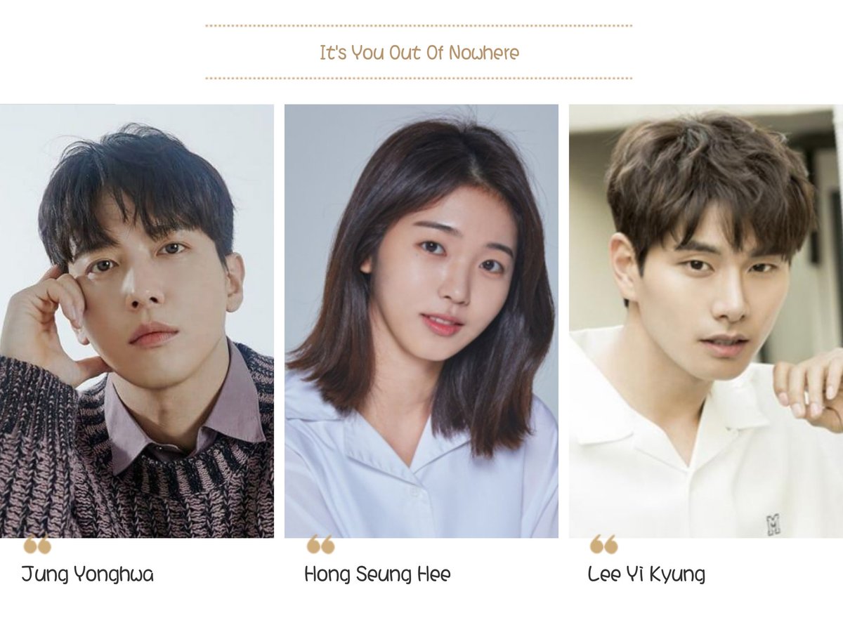 jyhtyan's tweet photo. 🔹️Naver update from You without end series
The series "It's You Out Of Nowhere" starring Jung Yonghwa, Hong Seung hee and Lee Yi kyung is scheduled for the second half of the year.

#Yououtofnowhere
#JUNGYONGHWA #hongseunghee 
#leeyikyung https://t.co/g3hzCLNYFy