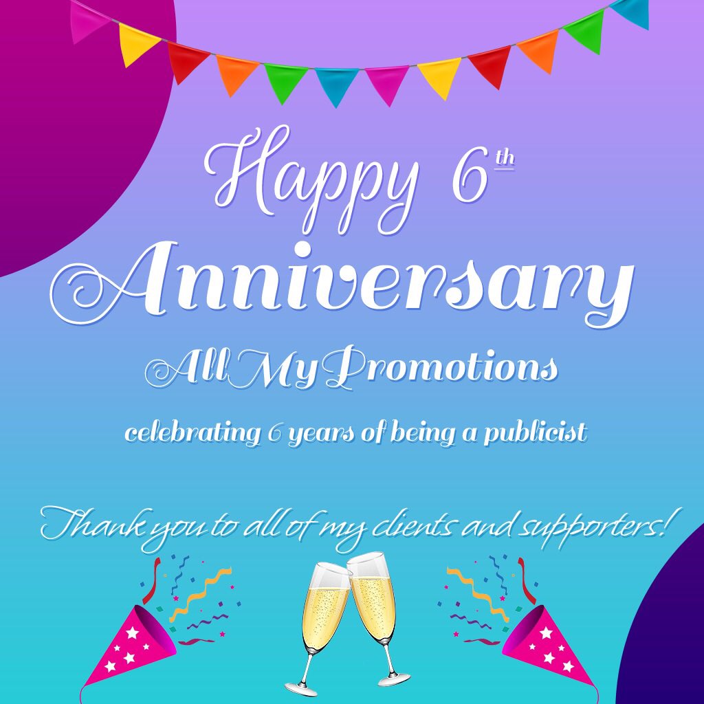 6 years….is how long ago the journey began. I love what I do & my clients. I have learned a lot & will continue to learn and grow and celebrate my clients & supporters. Thank you all from the bottom of my heart ❤️⭐️🦋🎂🎈🎈🎈🎈
#proudpublicist #allmypromotionsfamily