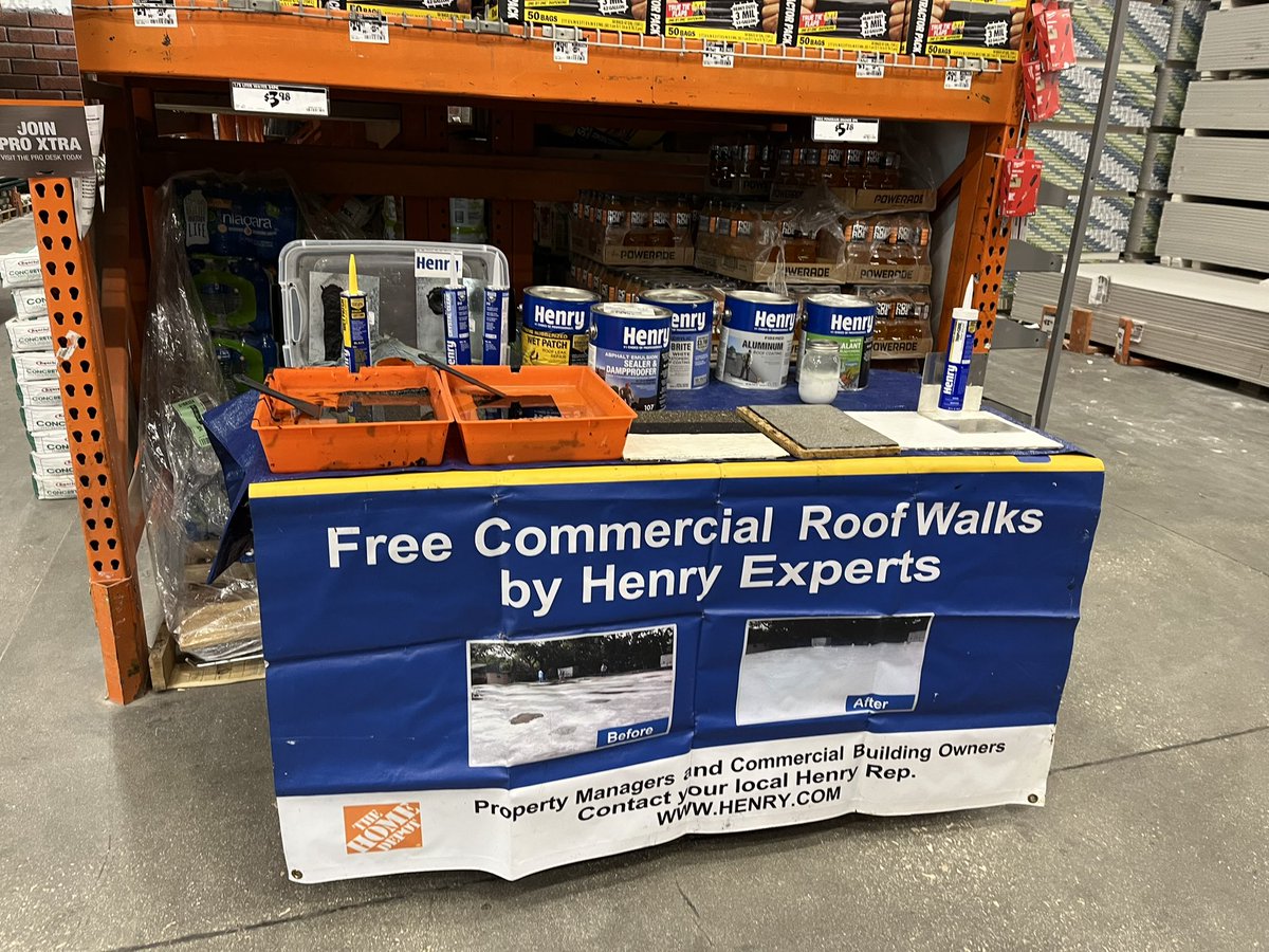 HenryCo_Franjul's tweet photo. Stop by 279 Florida Ave Home Depot. Come on in and see LIVE demos on how Henry and Home Depot can help with your roofing needs. Don’t forget to ask for your free Henry commercial roof walk. @AriannaJacks @BrettTHD @louiszager3 https://t.co/l1W692HjdA